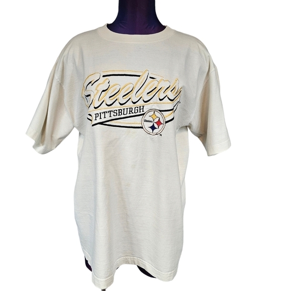 Vintage Logo Athletic Embroidered Pittsburgh Steelers Tee-Shirt Size‎ Medium Q47 - Picture 11 of 12